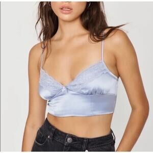 Garage Nova Lace Trim Satin Lace Detail Cropped Going Out Tank Top Size M
